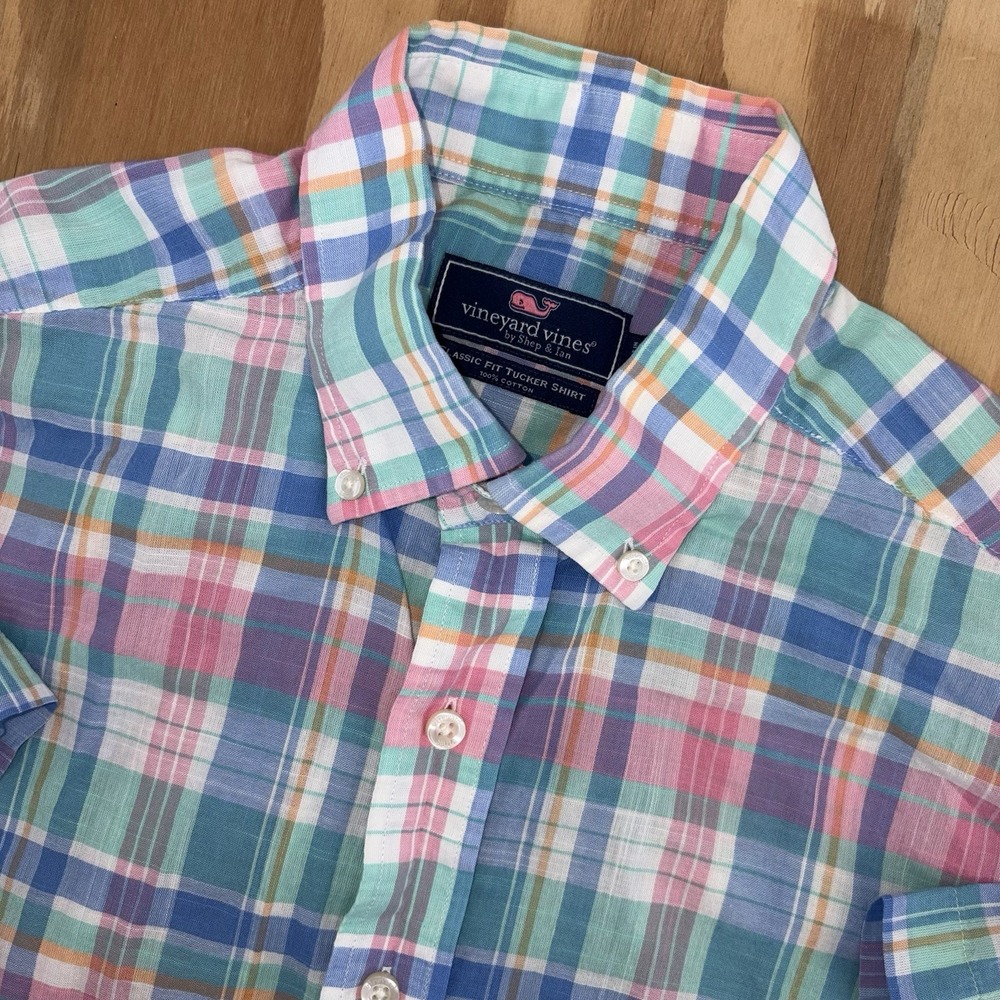 Vineyard Vines Classic Fit Tucker Button Down Large Pastel Plaid Medium